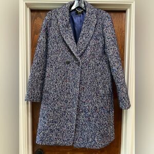 J. Crew Women’s Daphne Navy White Tweed Topcoat in Sz 4 circa 2018